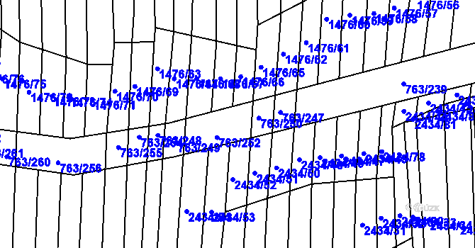 Parcela st. 763/251 v KÚ Ratíškovice, Katastrální mapa