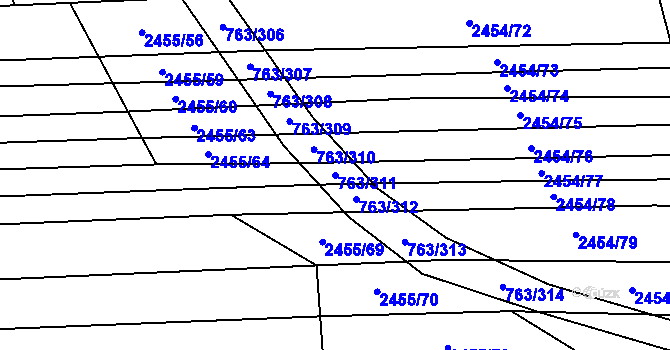 Parcela st. 763/311 v KÚ Ratíškovice, Katastrální mapa