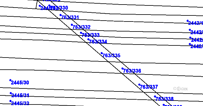 Parcela st. 763/335 v KÚ Ratíškovice, Katastrální mapa