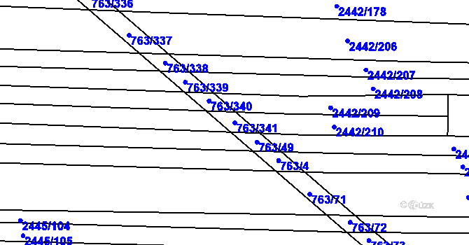 Parcela st. 763/341 v KÚ Ratíškovice, Katastrální mapa