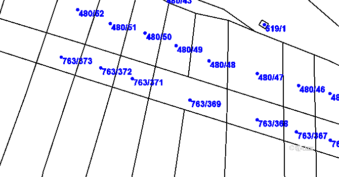 Parcela st. 763/370 v KÚ Ratíškovice, Katastrální mapa