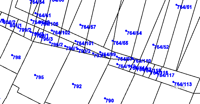 Parcela st. 764/99 v KÚ Ratíškovice, Katastrální mapa