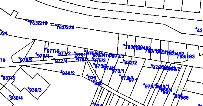 Parcela st. 974/2 v KÚ Ratíškovice, Katastrální mapa