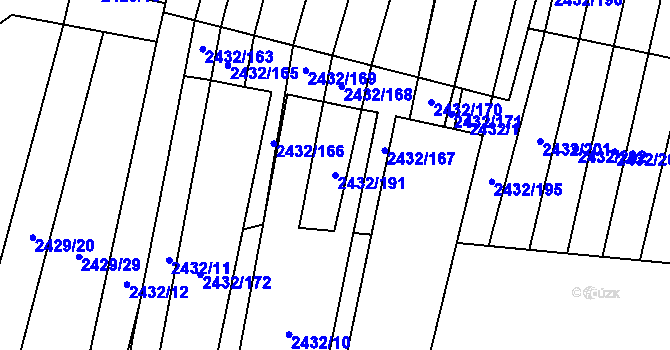 Parcela st. 2432/191 v KÚ Ratíškovice, Katastrální mapa