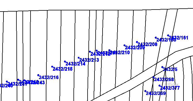Parcela st. 2432/211 v KÚ Ratíškovice, Katastrální mapa