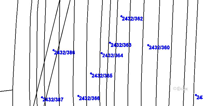 Parcela st. 2432/364 v KÚ Ratíškovice, Katastrální mapa