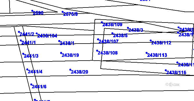 Parcela st. 2438/108 v KÚ Ratíškovice, Katastrální mapa