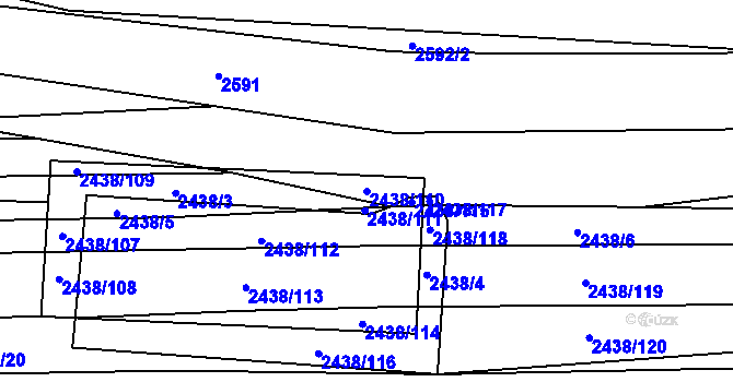 Parcela st. 2438/110 v KÚ Ratíškovice, Katastrální mapa