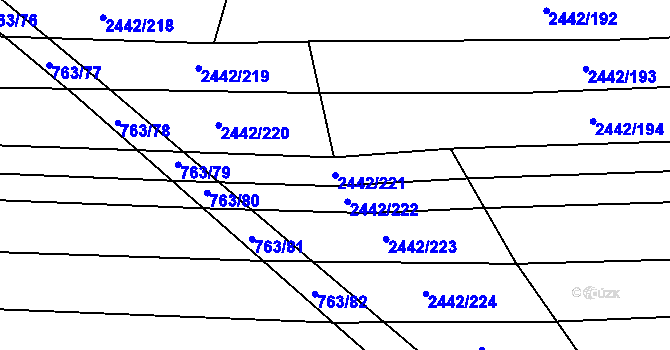 Parcela st. 2442/221 v KÚ Ratíškovice, Katastrální mapa