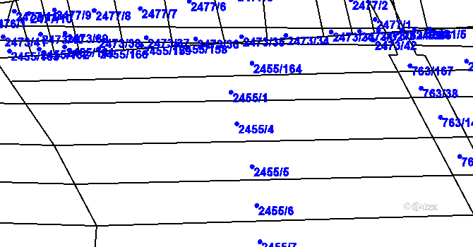 Parcela st. 2455/4 v KÚ Ratíškovice, Katastrální mapa
