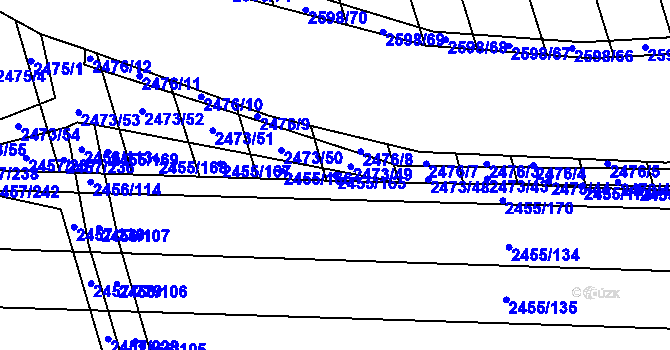 Parcela st. 2455/165 v KÚ Ratíškovice, Katastrální mapa