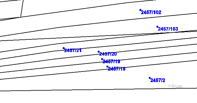 Parcela st. 2457/20 v KÚ Ratíškovice, Katastrální mapa