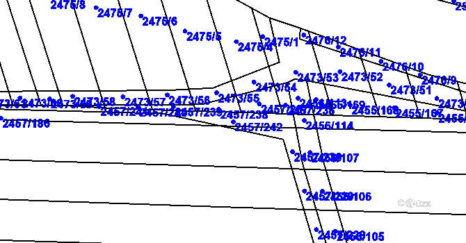 Parcela st. 2457/242 v KÚ Ratíškovice, Katastrální mapa