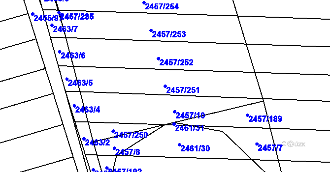 Parcela st. 2457/251 v KÚ Ratíškovice, Katastrální mapa