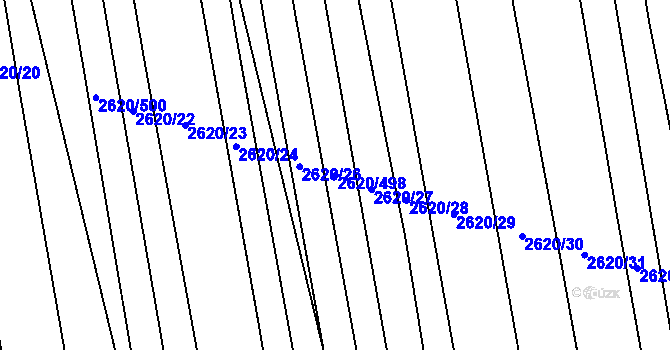 Parcela st. 2620/498 v KÚ Ratíškovice, Katastrální mapa