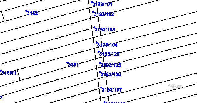 Parcela st. 3193/125 v KÚ Ratíškovice, Katastrální mapa