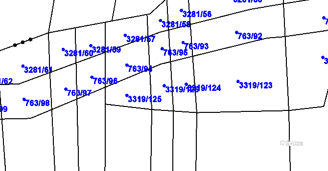Parcela st. 3319/126 v KÚ Ratíškovice, Katastrální mapa