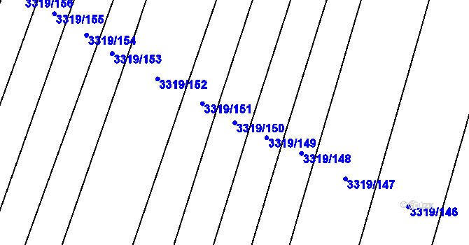 Parcela st. 3319/150 v KÚ Ratíškovice, Katastrální mapa