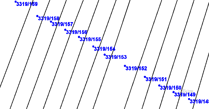 Parcela st. 3319/153 v KÚ Ratíškovice, Katastrální mapa