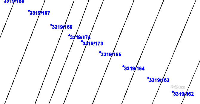 Parcela st. 3319/165 v KÚ Ratíškovice, Katastrální mapa