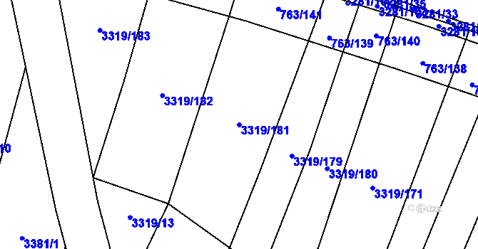 Parcela st. 3319/181 v KÚ Ratíškovice, Katastrální mapa