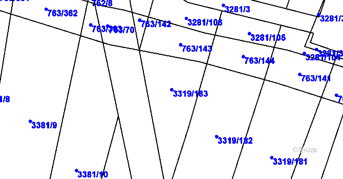 Parcela st. 3319/183 v KÚ Ratíškovice, Katastrální mapa