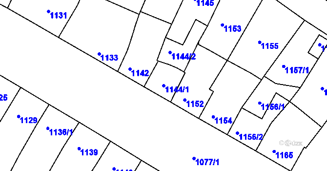 Parcela st. 1144/1 v KÚ Ratíškovice, Katastrální mapa
