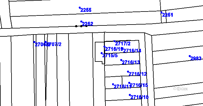 Parcela st. 2715/5 v KÚ Ratíškovice, Katastrální mapa