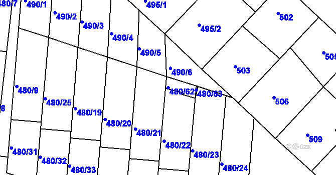 Parcela st. 480/62 v KÚ Ratíškovice, Katastrální mapa