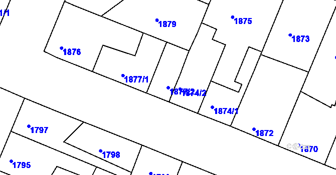 Parcela st. 1877/2 v KÚ Ratíškovice, Katastrální mapa