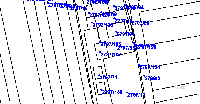 Parcela st. 2797/107 v KÚ Ratíškovice, Katastrální mapa