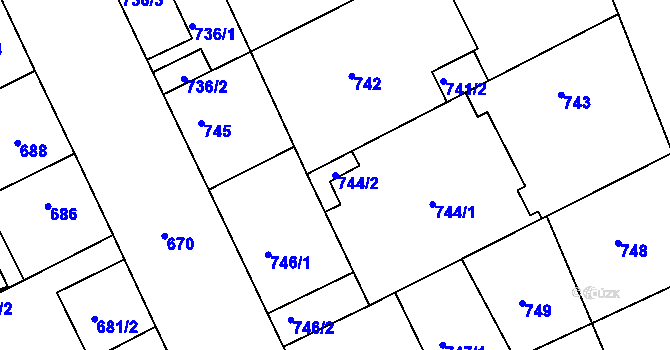 Parcela st. 744/2 v KÚ Ratíškovice, Katastrální mapa