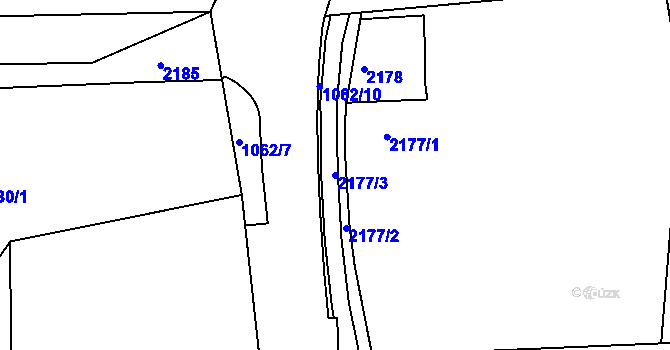 Parcela st. 2177/3 v KÚ Ratíškovice, Katastrální mapa