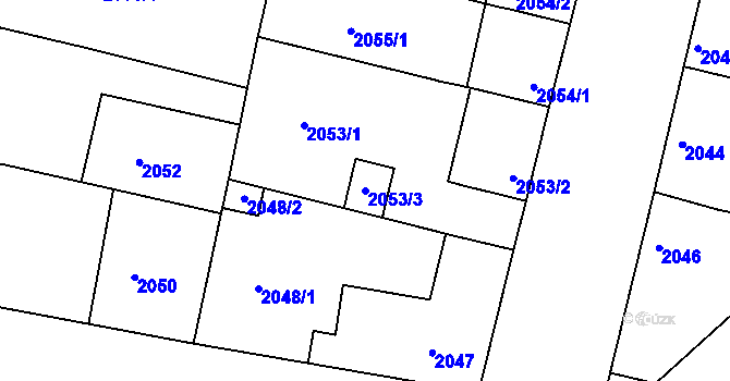 Parcela st. 2053/3 v KÚ Ratíškovice, Katastrální mapa