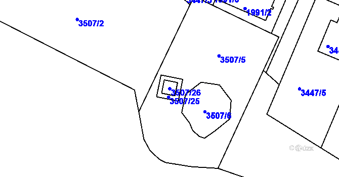 Parcela st. 3507/26 v KÚ Ratíškovice, Katastrální mapa