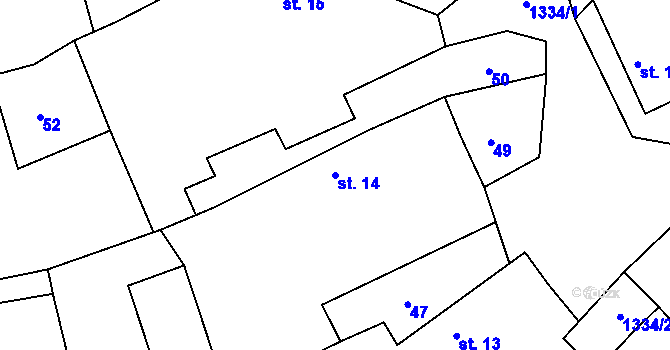 Parcela st. 14 v KÚ Ratměřice, Katastrální mapa