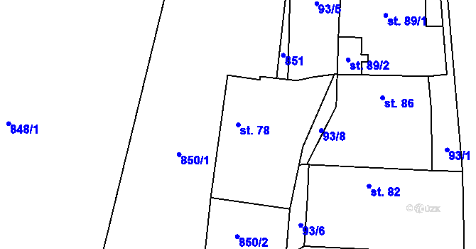 Parcela st. 78 v KÚ Ratměřice, Katastrální mapa