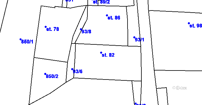 Parcela st. 82 v KÚ Ratměřice, Katastrální mapa