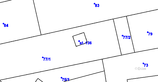 Parcela st. 136 v KÚ Ratměřice, Katastrální mapa