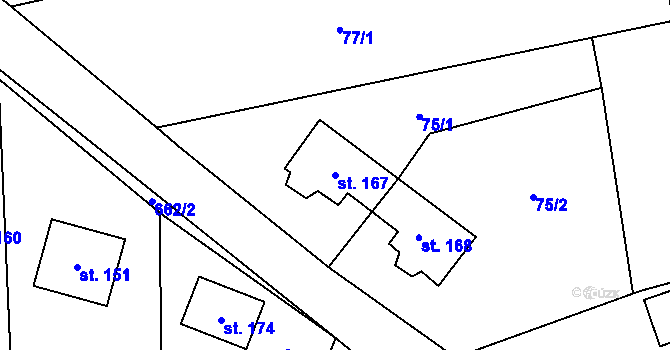 Parcela st. 167 v KÚ Ratměřice, Katastrální mapa
