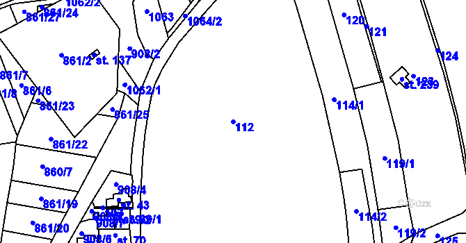 Parcela st. 112 v KÚ Ratměřice, Katastrální mapa