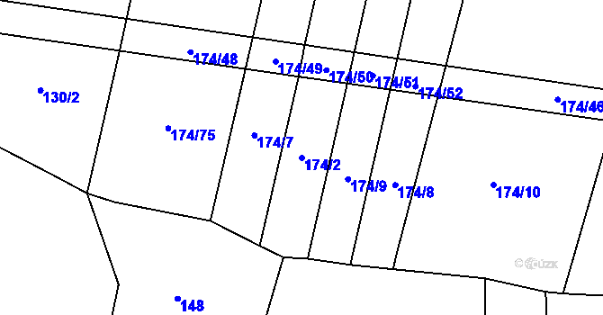 Parcela st. 174/2 v KÚ Ratměřice, Katastrální mapa