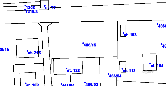 Parcela st. 486/15 v KÚ Ratměřice, Katastrální mapa