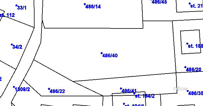Parcela st. 486/40 v KÚ Ratměřice, Katastrální mapa