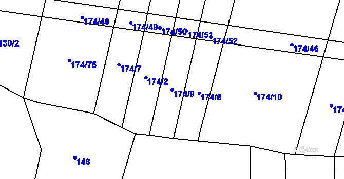 Parcela st. 174/9 v KÚ Ratměřice, Katastrální mapa