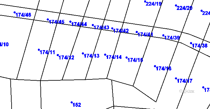 Parcela st. 174/14 v KÚ Ratměřice, Katastrální mapa