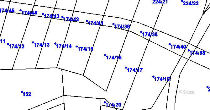 Parcela st. 174/16 v KÚ Ratměřice, Katastrální mapa