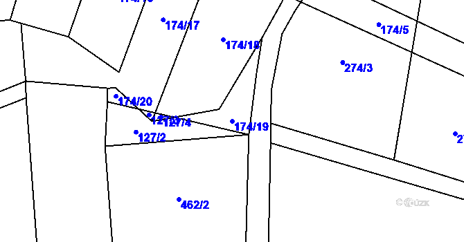 Parcela st. 174/19 v KÚ Ratměřice, Katastrální mapa