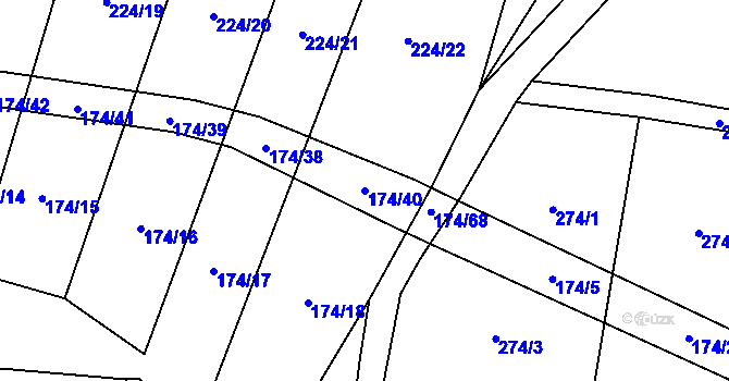 Parcela st. 174/40 v KÚ Ratměřice, Katastrální mapa
