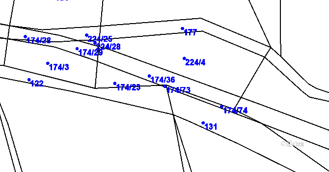 Parcela st. 174/73 v KÚ Ratměřice, Katastrální mapa
